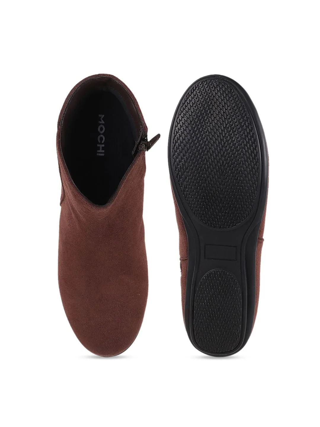 Mochi Women Brown Suede Flat Boots