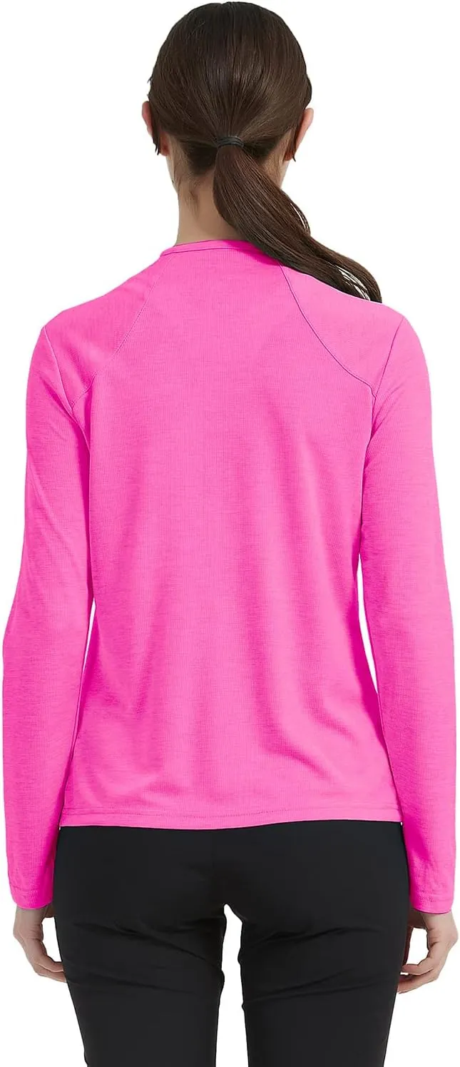 MoFiz Women's Full Zip Hiking Shirt Lightweight UPF 50  Sun Protection Running Jacket Long Sleeve Sports Outdoor Top Pockets