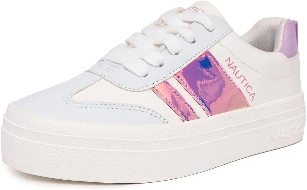 Nautica Boys Girls Casual Fashion Shoes – Comfortable Soccer Classic Walking Tennis Sneakers for Kids – Breathable, Lightweight & Flexible (Lace Up/Bungee) (Low-Top/High Top)