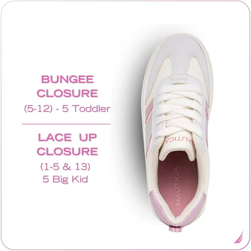 Nautica Boys Girls Casual Fashion Shoes – Comfortable Soccer Classic Walking Tennis Sneakers for Kids – Breathable, Lightweight & Flexible (Lace Up/Bungee) (Low-Top/High Top)