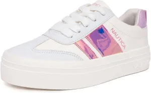 Nautica Boys Girls Casual Fashion Shoes – Comfortable Soccer Classic Walking Tennis Sneakers for Kids – Breathable, Lightweight & Flexible (Lace Up/Bungee) (Low-Top/High Top)