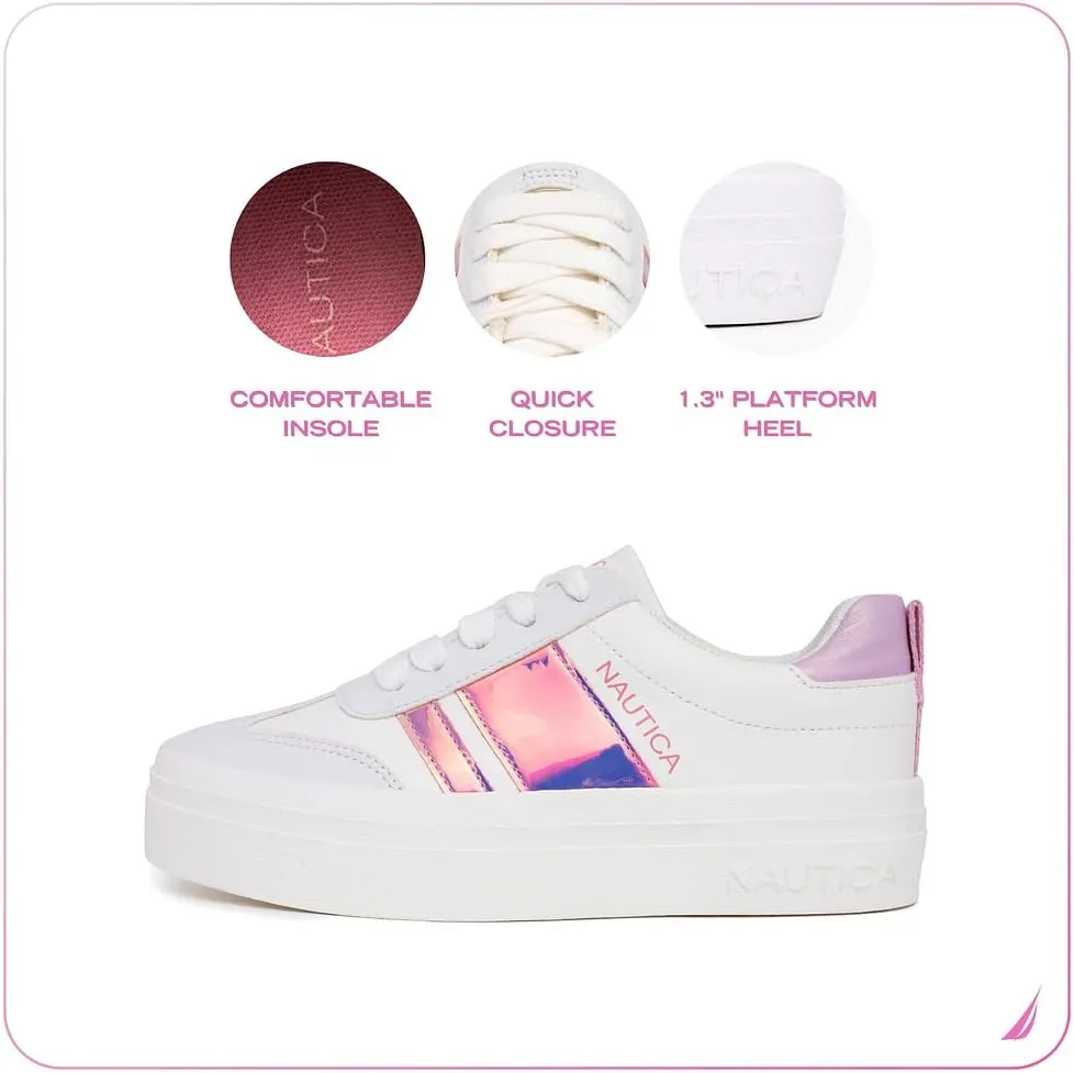 Nautica Boys Girls Casual Fashion Shoes – Comfortable Soccer Classic Walking Tennis Sneakers for Kids – Breathable, Lightweight & Flexible (Lace Up/Bungee) (Low-Top/High Top)