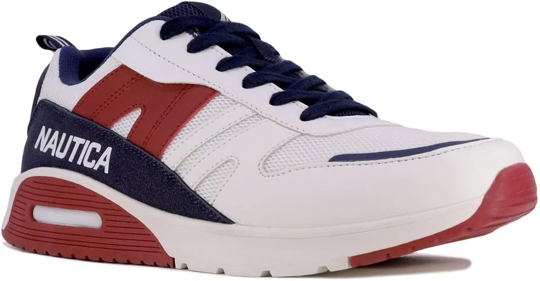 Nautica Men's Black Low-Top Fashion Sneakers – Lightweight Lace-Up Athletic Trainers for Walking, Basketball, and Everyday Style – Backshore
