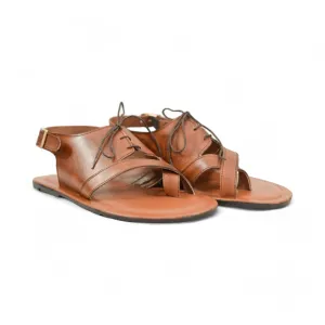 OK-2008 Brown Laced Leather Sandal
