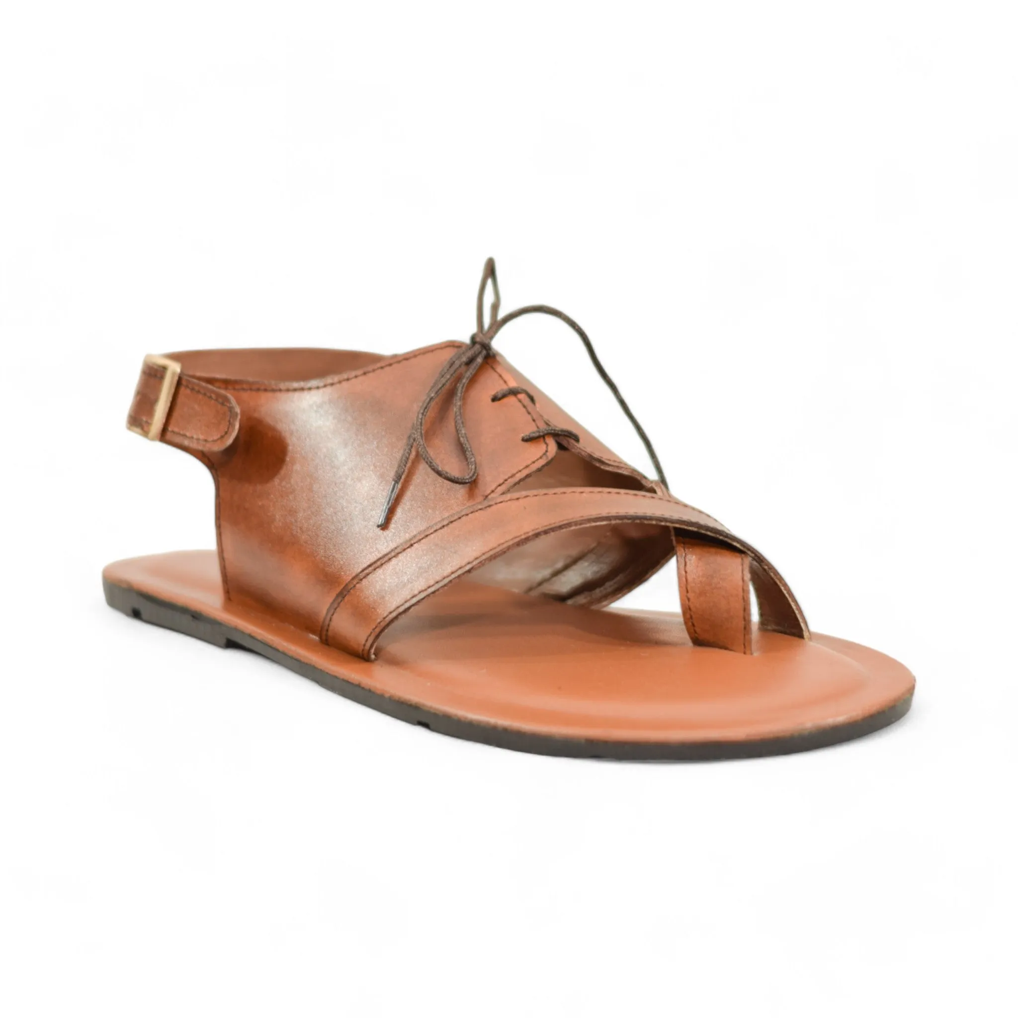 OK-2008 Brown Laced Leather Sandal