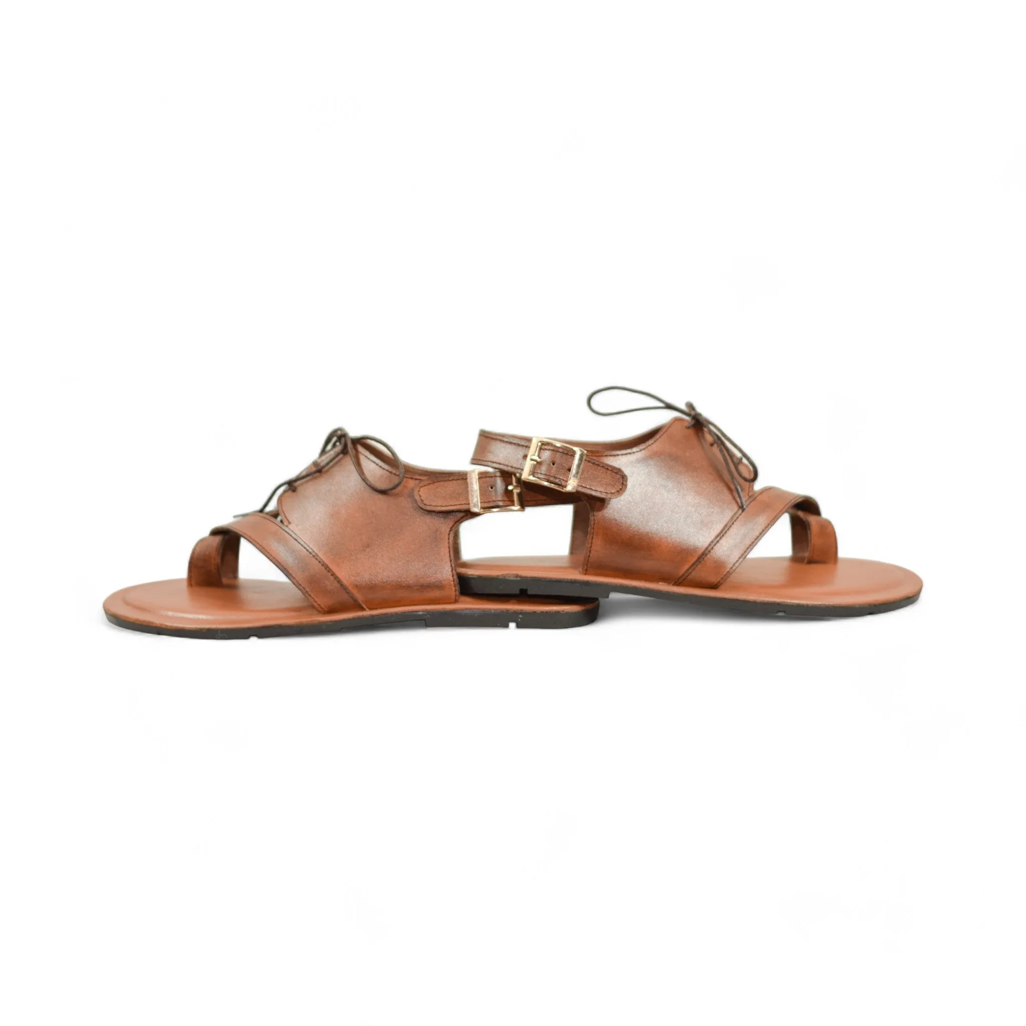 OK-2008 Brown Laced Leather Sandal