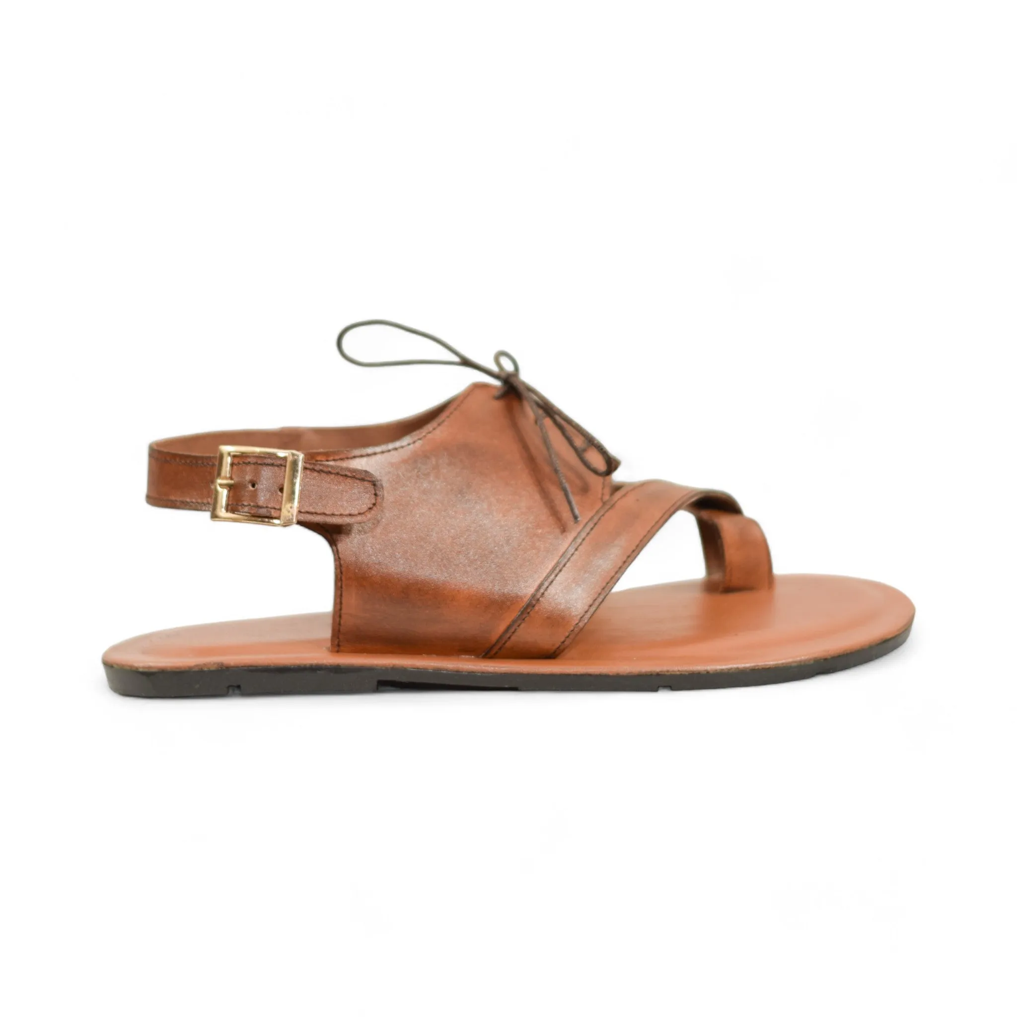 OK-2008 Brown Laced Leather Sandal