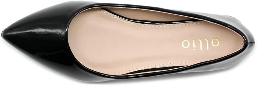 Ollio Women's Shoe Ballet Basic Pointed Toe Comfort Enamel Flat