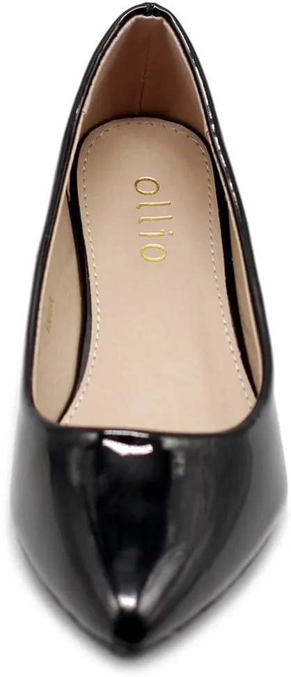 Ollio Women's Shoe Ballet Basic Pointed Toe Comfort Enamel Flat