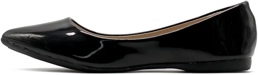 Ollio Women's Shoe Ballet Basic Pointed Toe Comfort Enamel Flat
