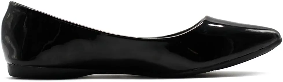 Ollio Women's Shoe Ballet Basic Pointed Toe Comfort Enamel Flat