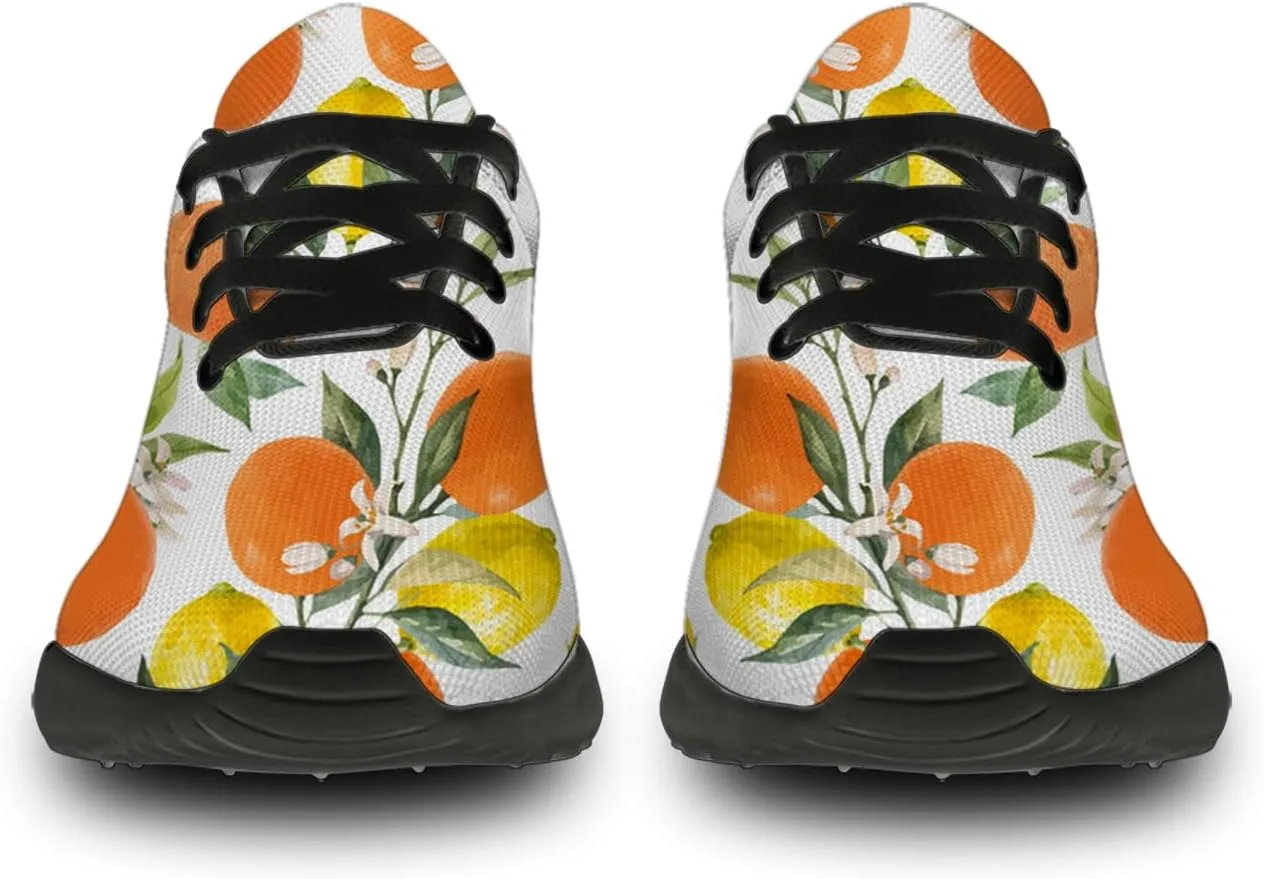 Orange Print Tennis Shoes Men Women Lightweight Running Shoes Walking Fashion Sneakers Gifts for Him Her
