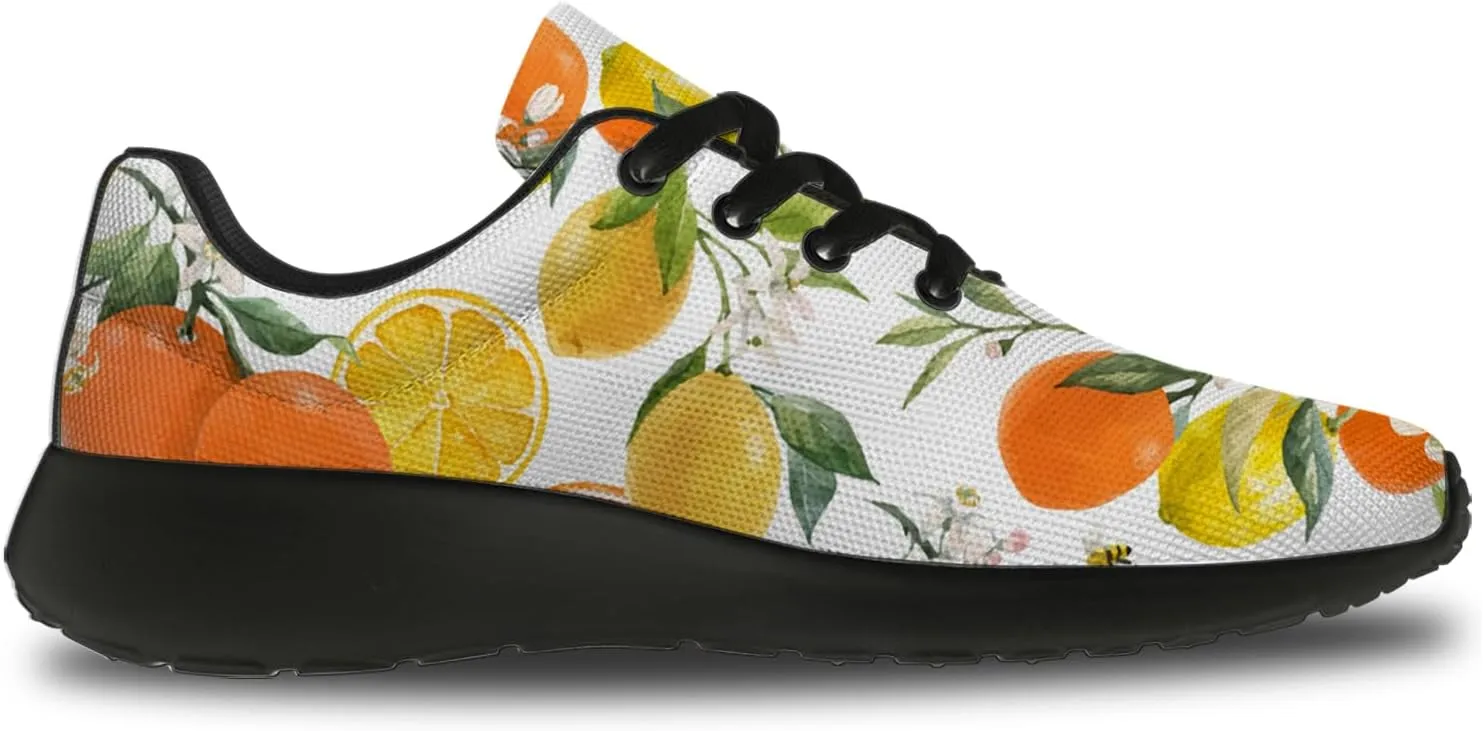 Orange Print Tennis Shoes Men Women Lightweight Running Shoes Walking Fashion Sneakers Gifts for Him Her