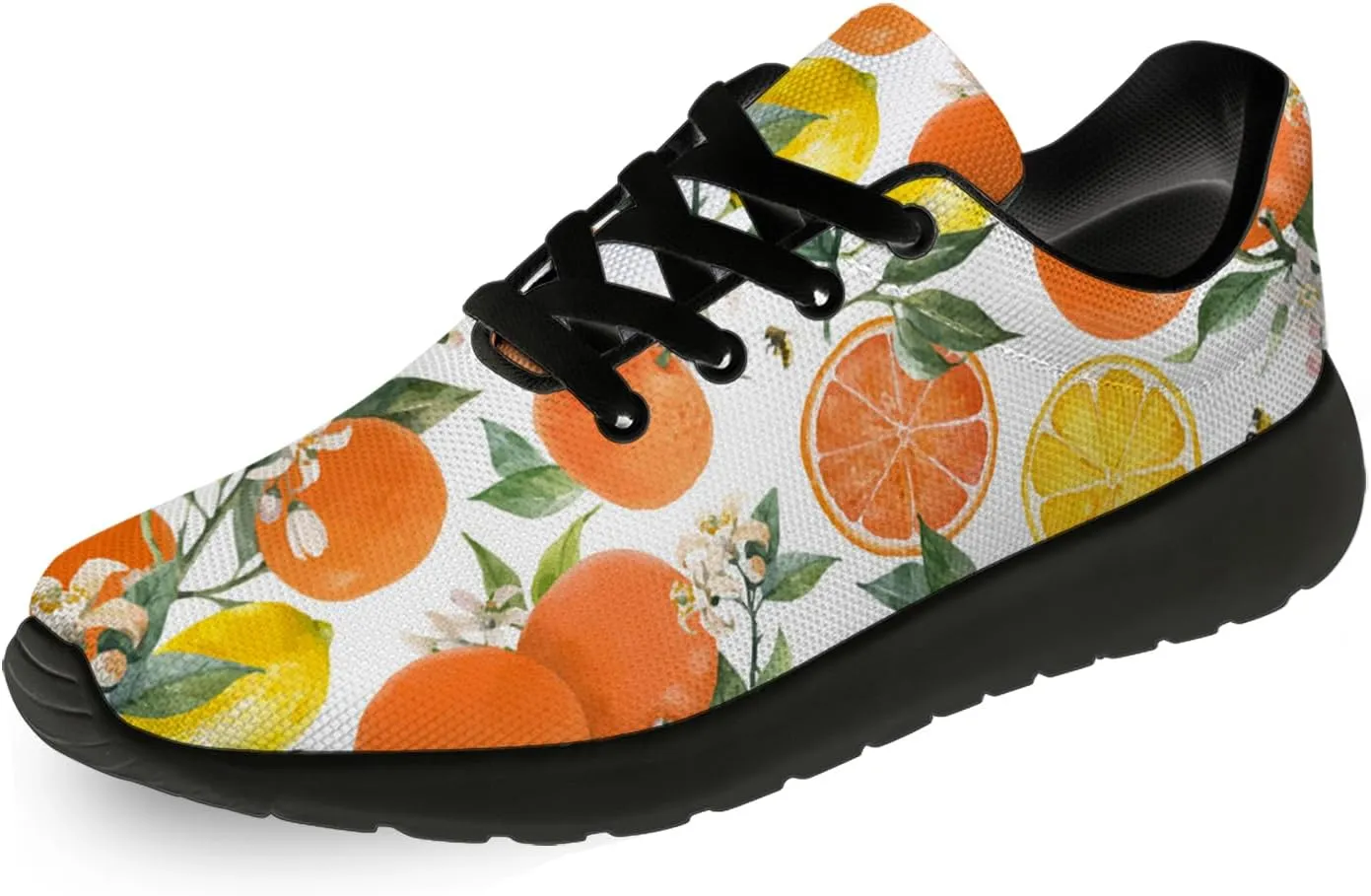 Orange Print Tennis Shoes Men Women Lightweight Running Shoes Walking Fashion Sneakers Gifts for Him Her