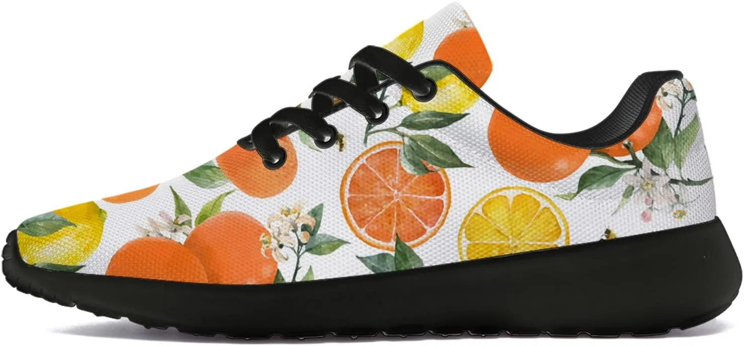 Orange Print Tennis Shoes Men Women Lightweight Running Shoes Walking Fashion Sneakers Gifts for Him Her