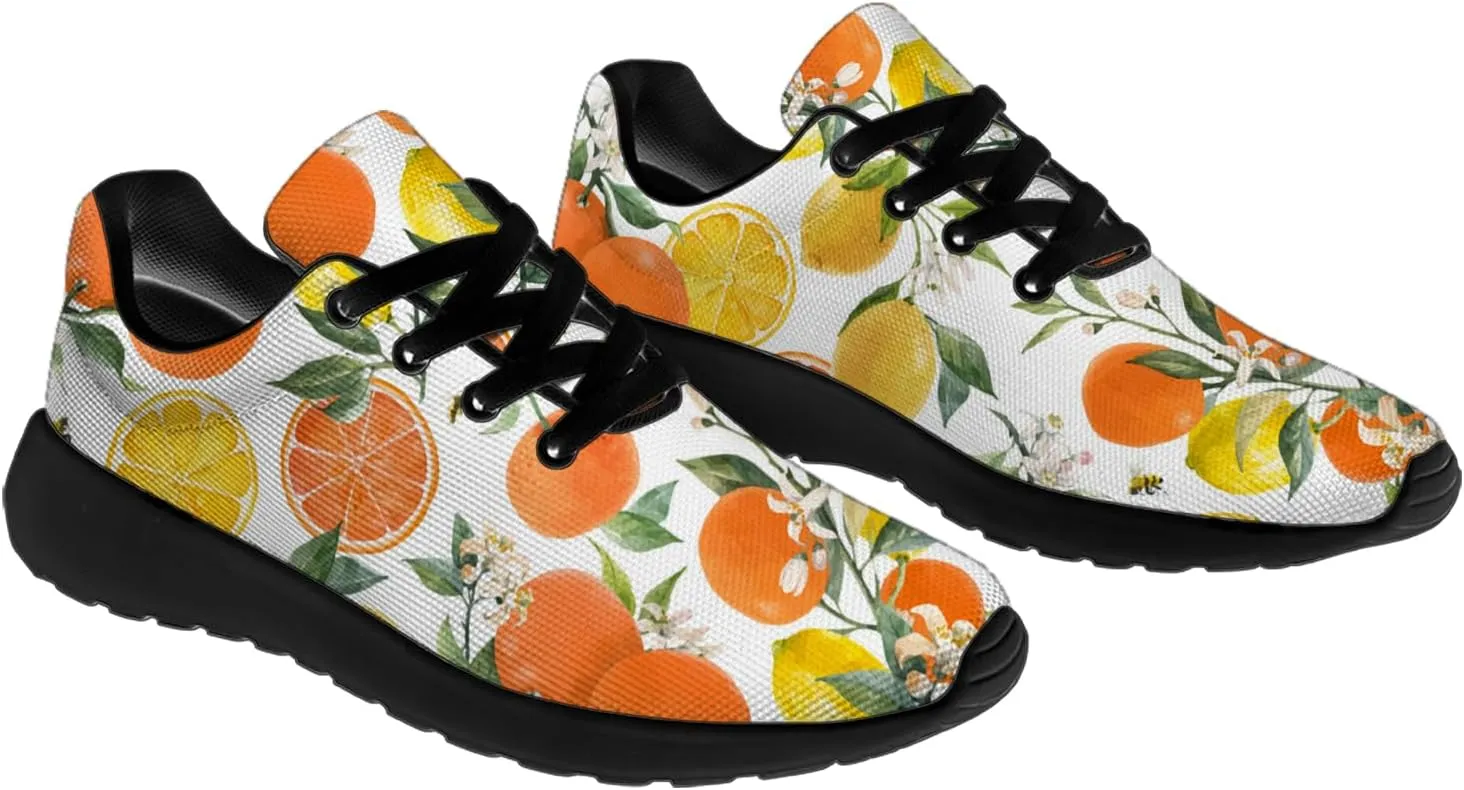Orange Print Tennis Shoes Men Women Lightweight Running Shoes Walking Fashion Sneakers Gifts for Him Her