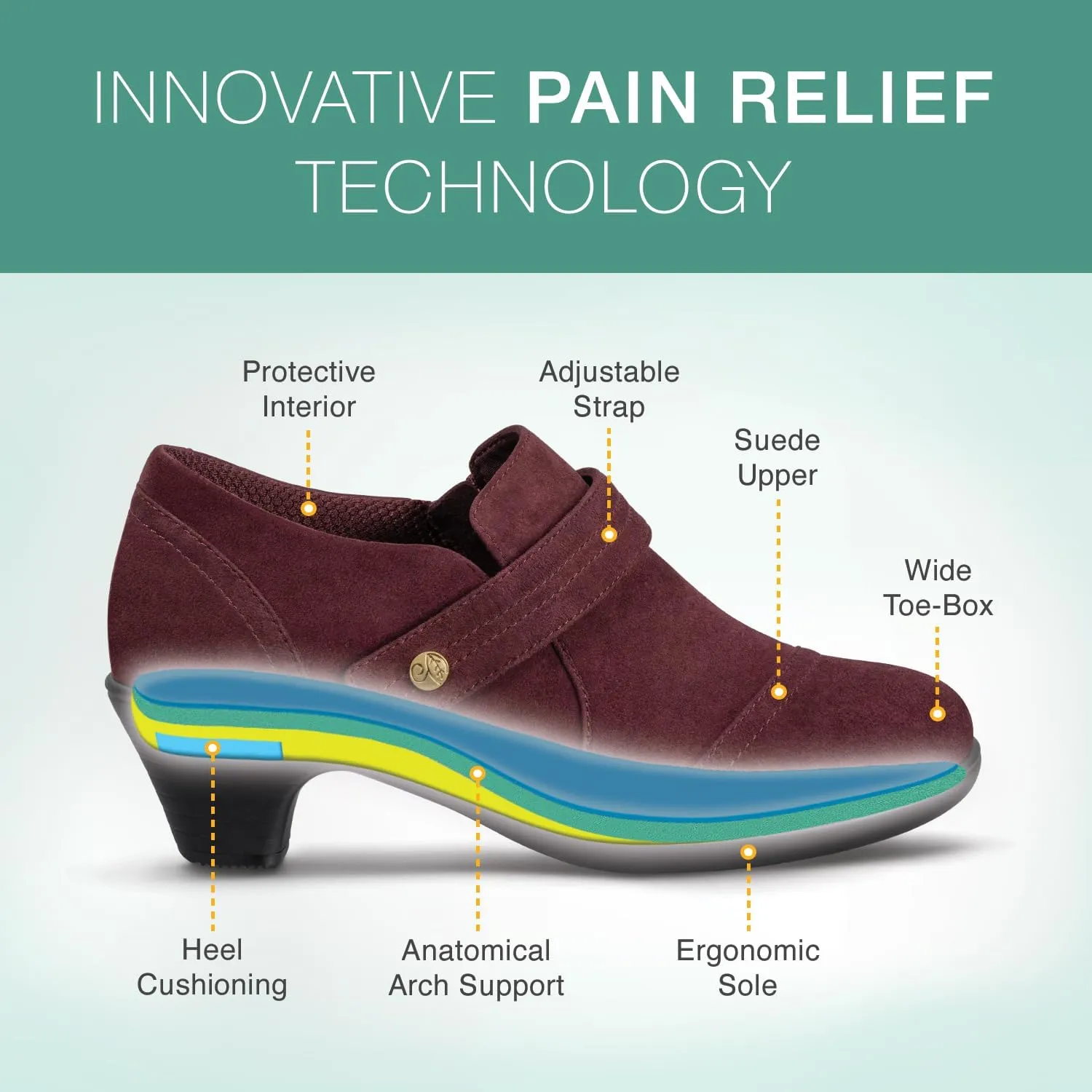 Orthofeet Women's Orthopedic Leather Eva Wedge Shoe for Foot Pain Relief