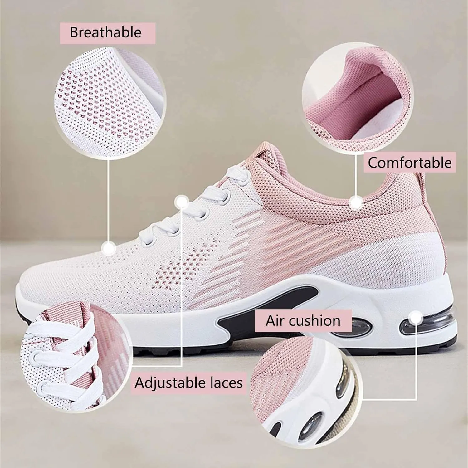 Orthopedic Tennis Shoes for Women, Air Cushion Comfort Wear Orthowear Shoes for Women with Arch Support, Women's Fashion Sneakers Breathable Sports Casual Walking Running Jogging Shoe