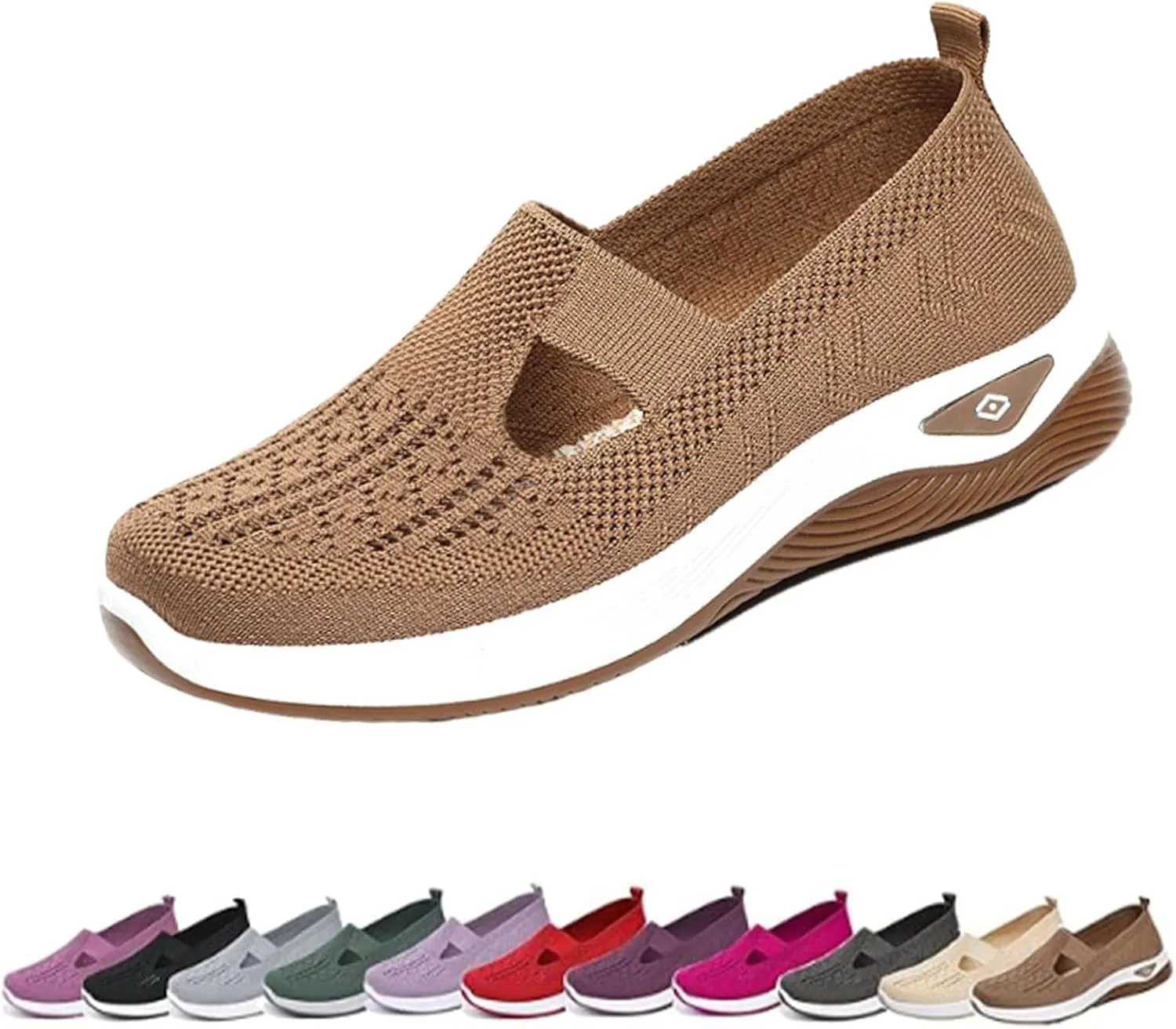 Orthowalkway Womens Shoes, Spring Summer Orthopedic Arch Support Mesh Breathable Cut-Out Soft Sneakers Breathable and Comfortable