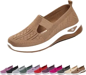 Orthowalkway Womens Shoes, Spring Summer Orthopedic Arch Support Mesh Breathable Cut-Out Soft Sneakers Breathable and Comfortable