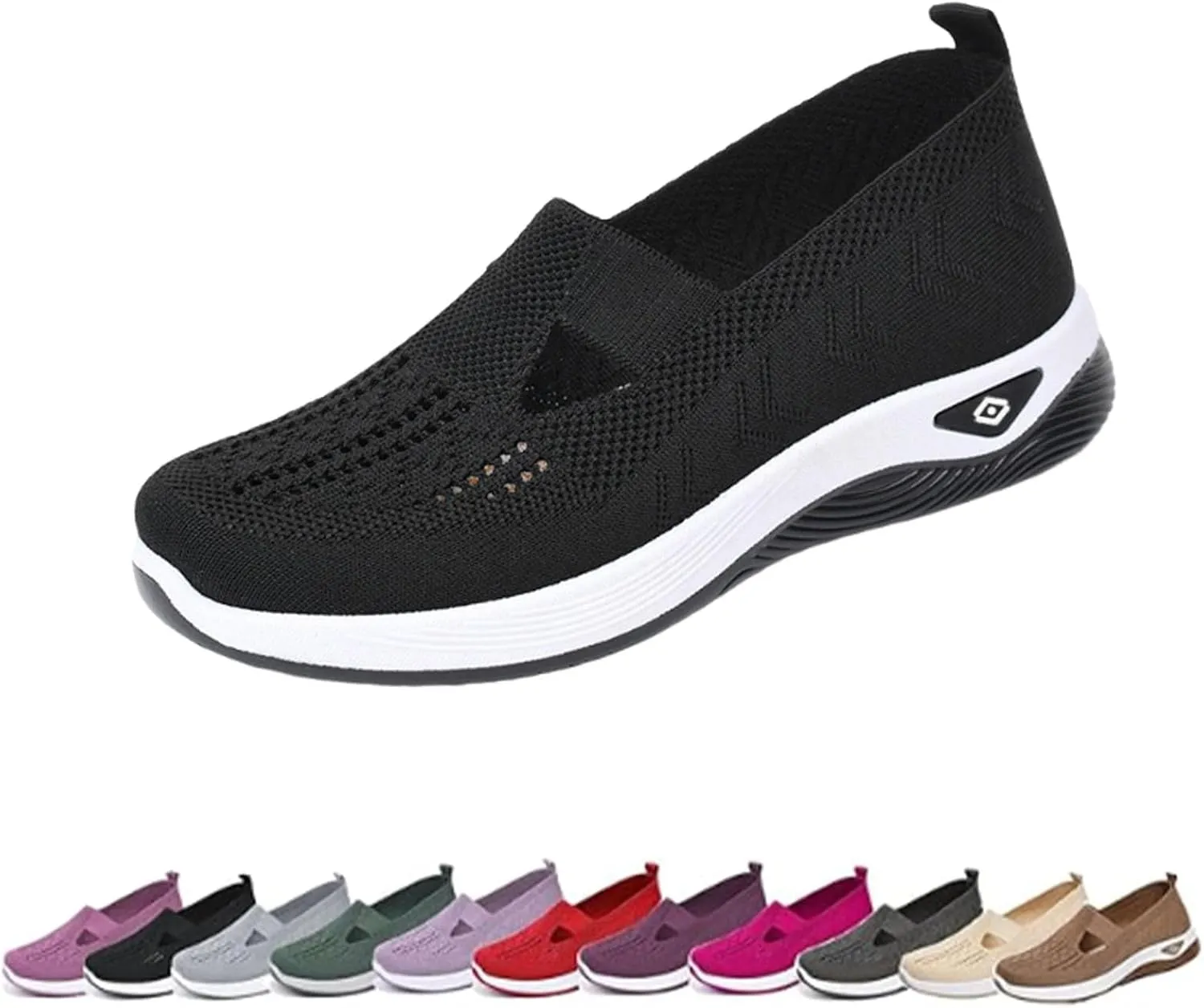 Orthowalkway Womens Shoes, Spring Summer Orthopedic Arch Support Mesh Breathable Cut-Out Soft Sneakers Breathable and Comfortable