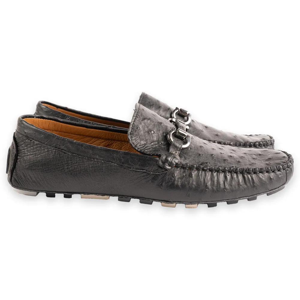 P014 Palm beach Genuine Ostrich Driver- Black