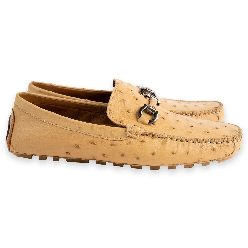 P01401 Palm beach Genuine Ostrich Driver- Beige