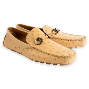 P01401 Palm beach Genuine Ostrich Driver- Beige