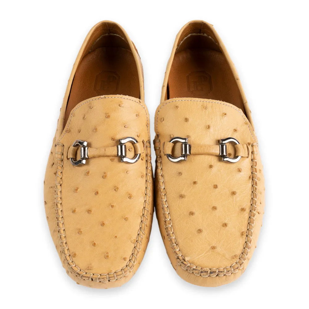 P01401 Palm beach Genuine Ostrich Driver- Beige