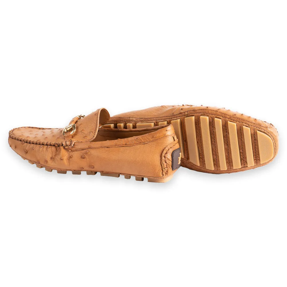 P01407 Palm beach Genuine Ostrich Driver- Light Tan