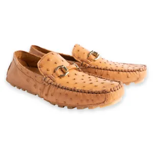 P01407 Palm beach Genuine Ostrich Driver- Light Tan