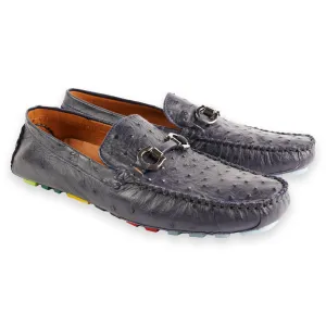 P01408 Palm beach Genuine Ostrich Driver- Navy