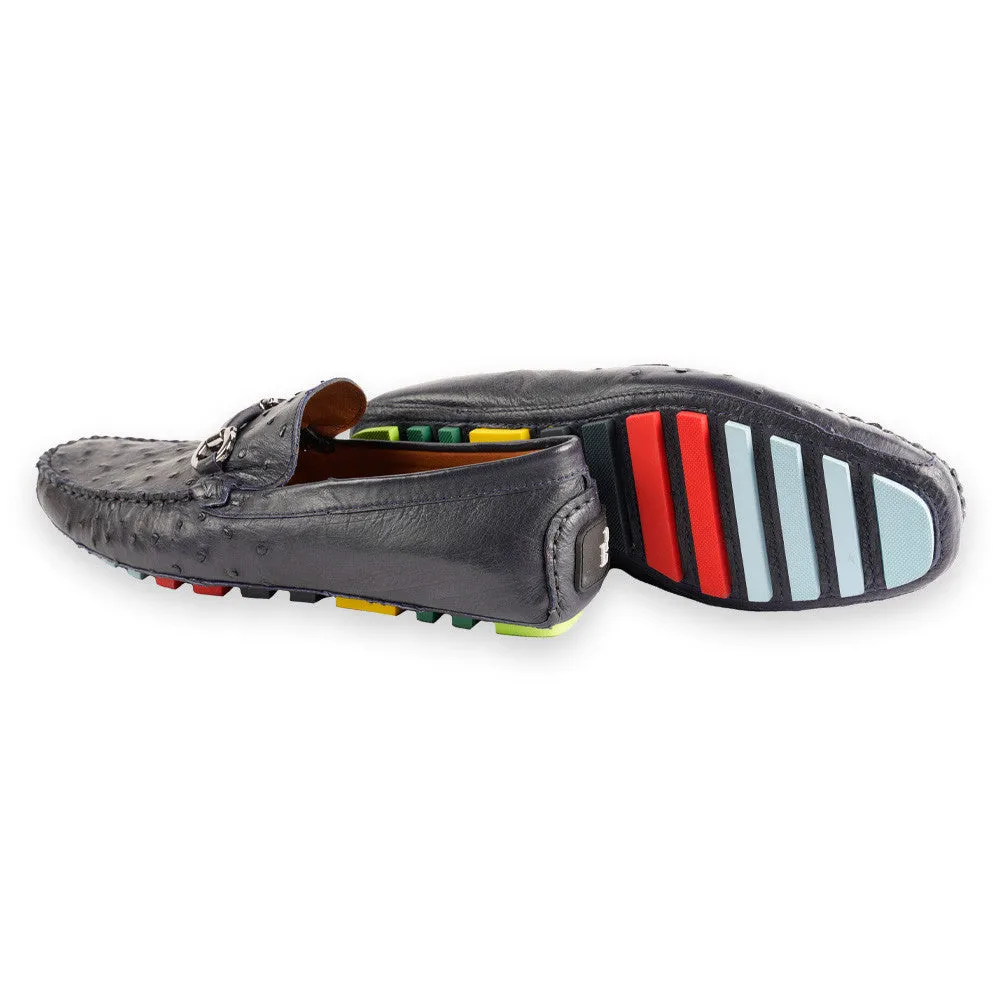 P01408 Palm beach Genuine Ostrich Driver- Navy