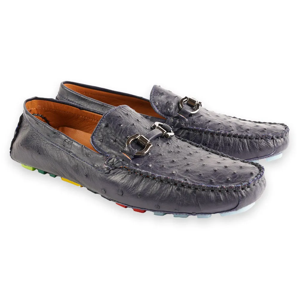 P01408 Palm beach Genuine Ostrich Driver- Navy