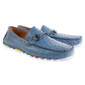 P01409-Palm beach Genuine Ostrich Driver- Ocean Blue