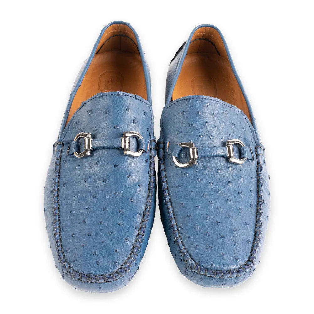 P01409-Palm beach Genuine Ostrich Driver- Ocean Blue