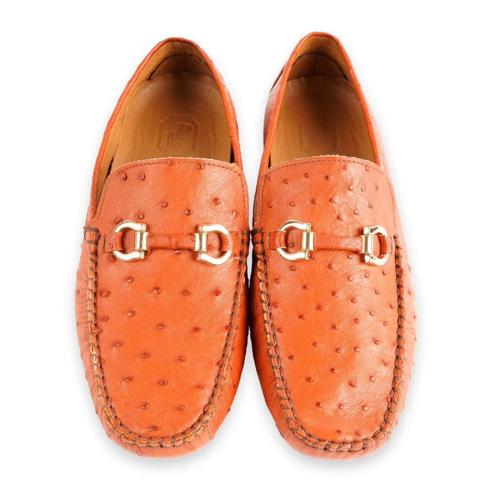 P014091 Palm beach Genuine Ostrich Driver- Sport Rust