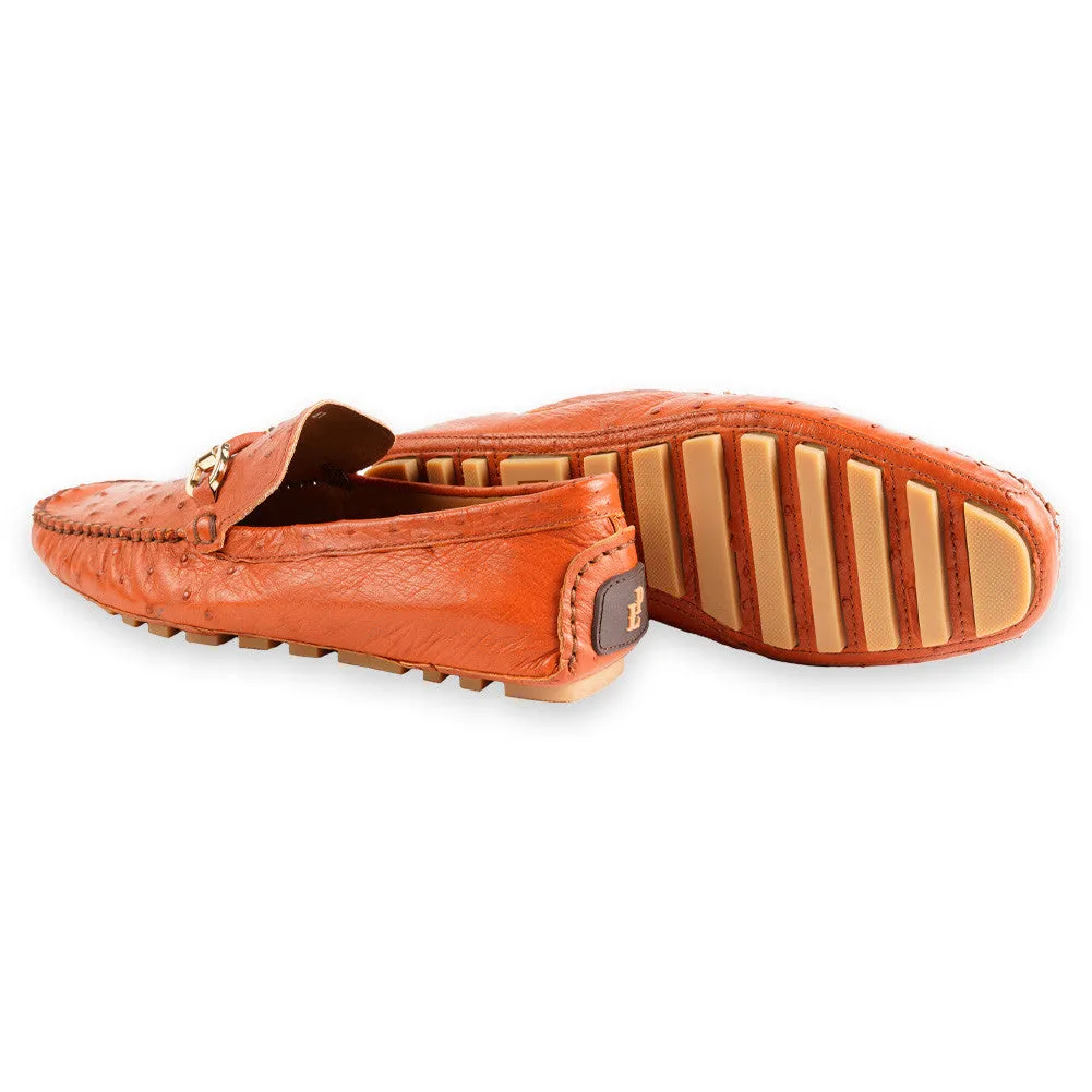 P014091 Palm beach Genuine Ostrich Driver- Sport Rust