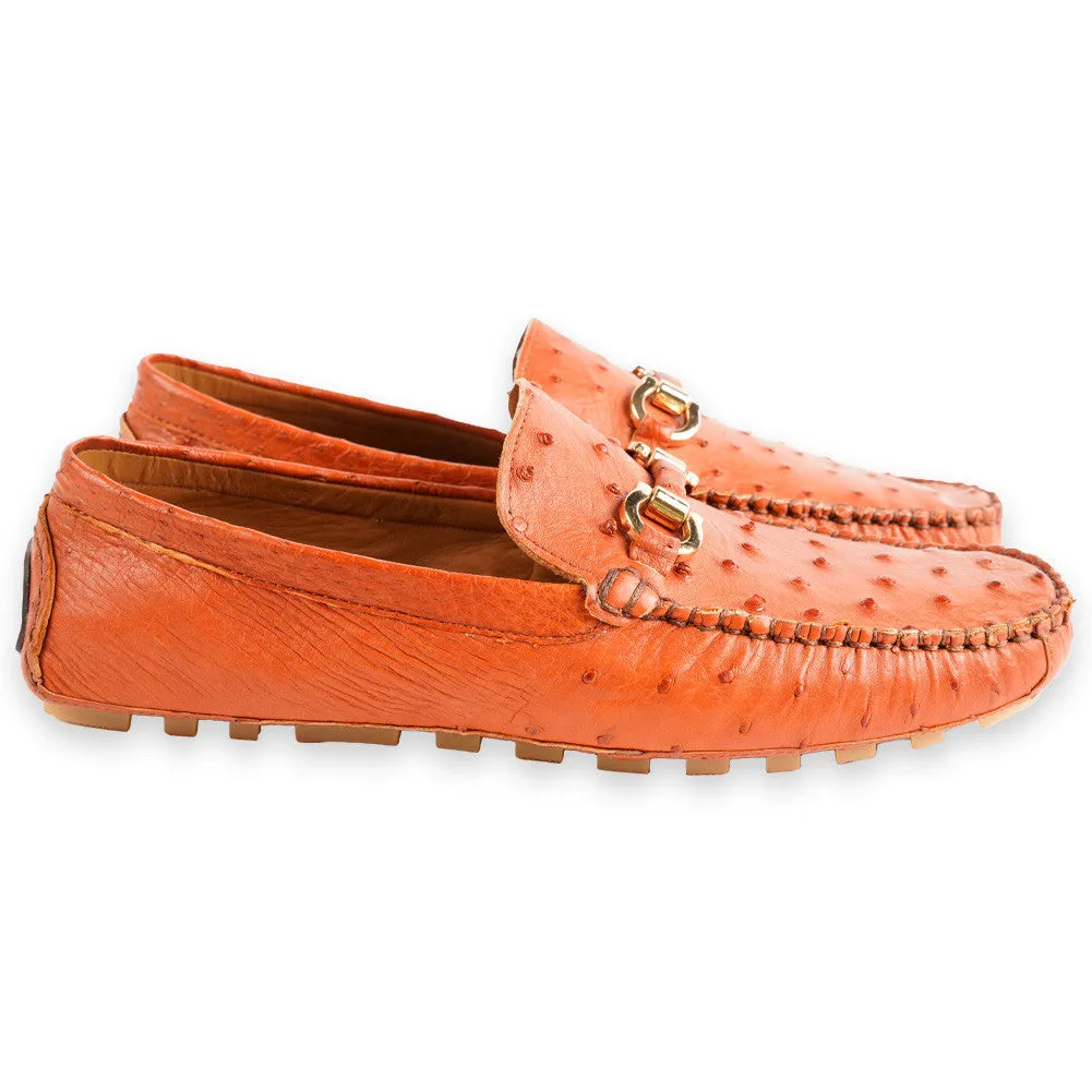P014091 Palm beach Genuine Ostrich Driver- Sport Rust