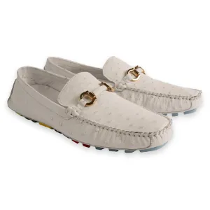 P014092 Palm beach Genuine Ostrich Driver- White