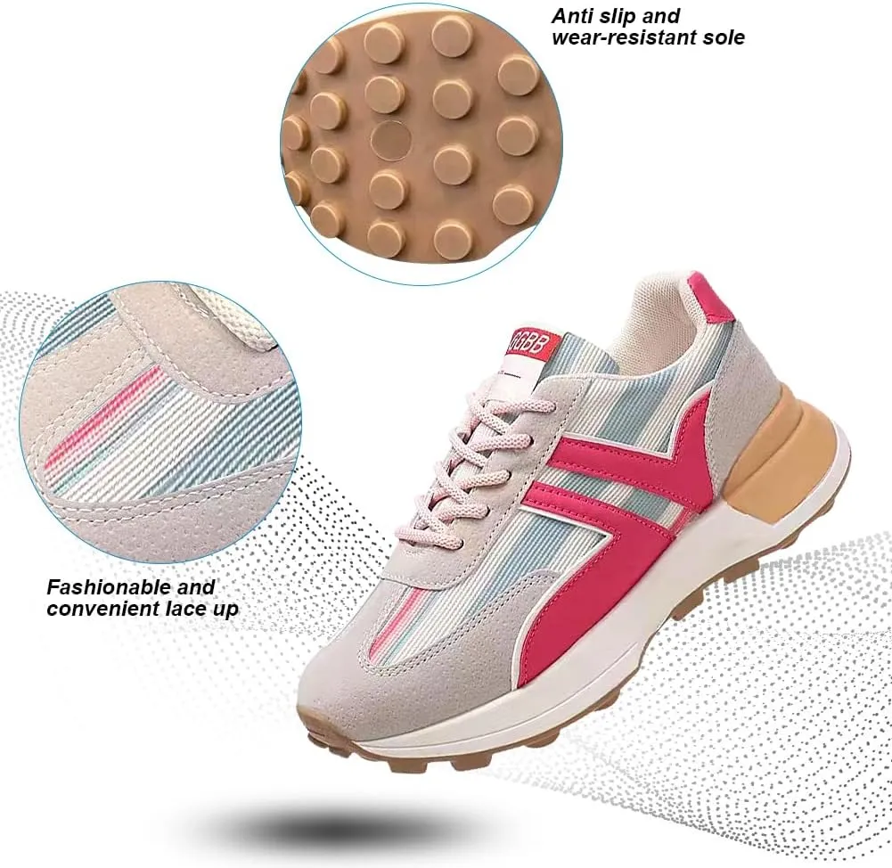 Padgene Sneakers for Women Casual Walking Shoes Comfortable Tennis Lace Up Non-Slip Running Shoes Womens Fashion Sneakers