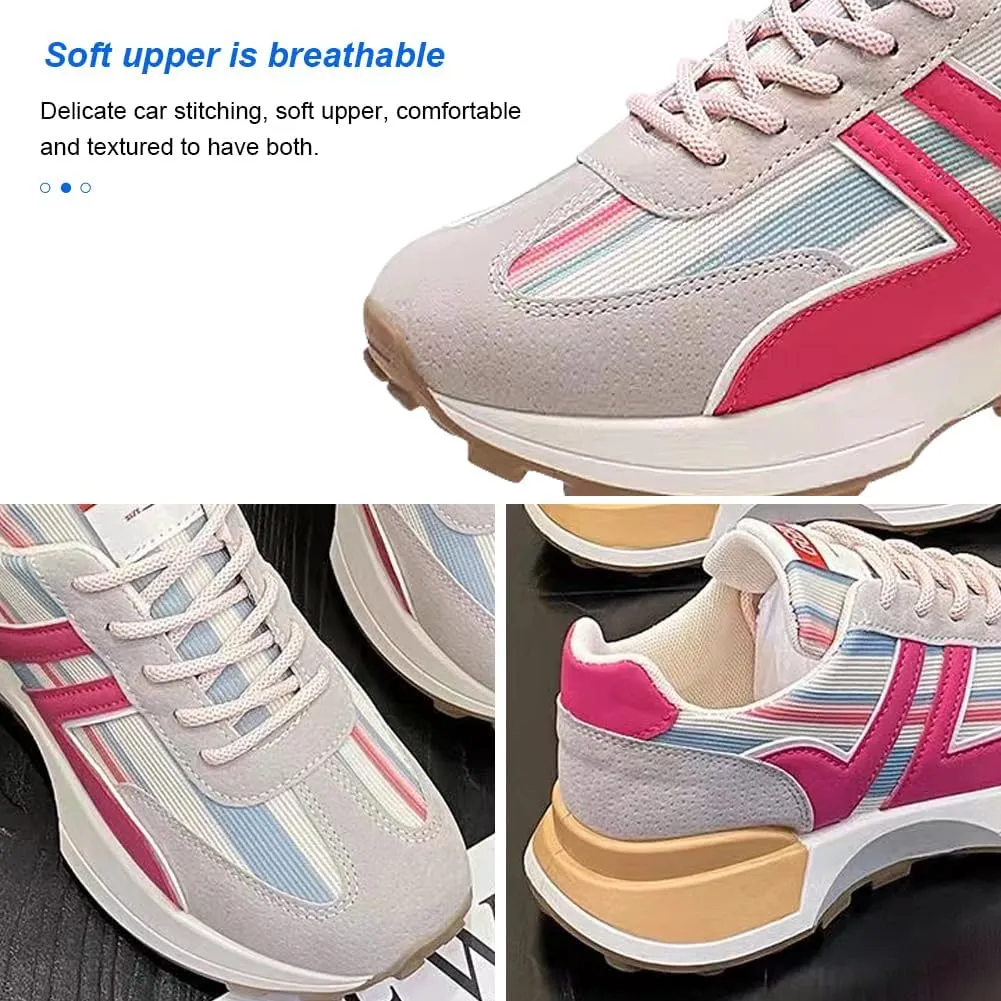 Padgene Sneakers for Women Casual Walking Shoes Comfortable Tennis Lace Up Non-Slip Running Shoes Womens Fashion Sneakers