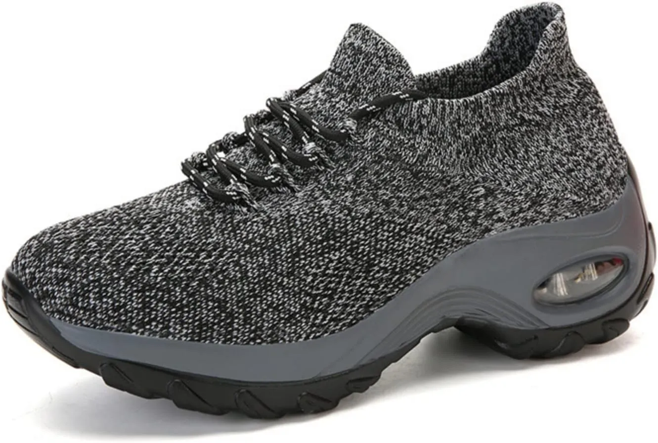 pearlzone Women's Running Shoes Breathable Air Cushion Sneakers Elastic Tennis Sneakers,Comfortable Shape Shoes for Jogging Work Running