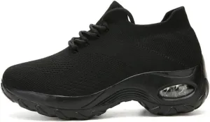 pearlzone Women's Running Shoes Breathable Air Cushion Sneakers Elastic Tennis Sneakers,Comfortable Shape Shoes for Jogging Work Running