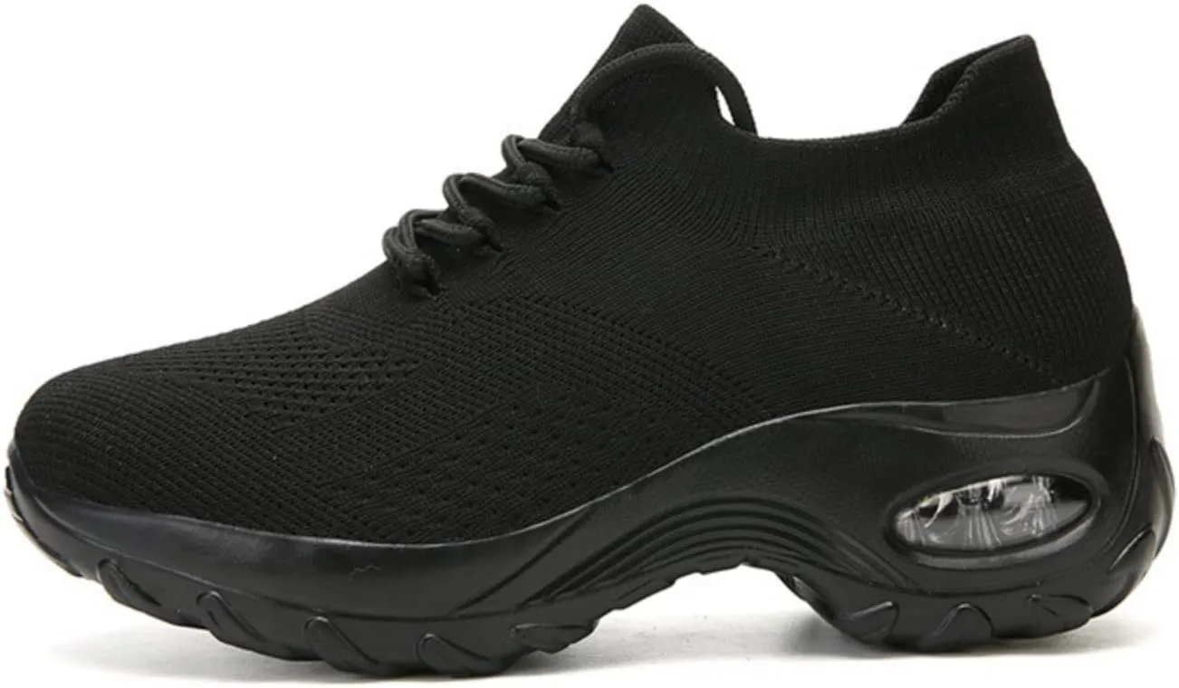pearlzone Women's Running Shoes Breathable Air Cushion Sneakers Elastic Tennis Sneakers,Comfortable Shape Shoes for Jogging Work Running