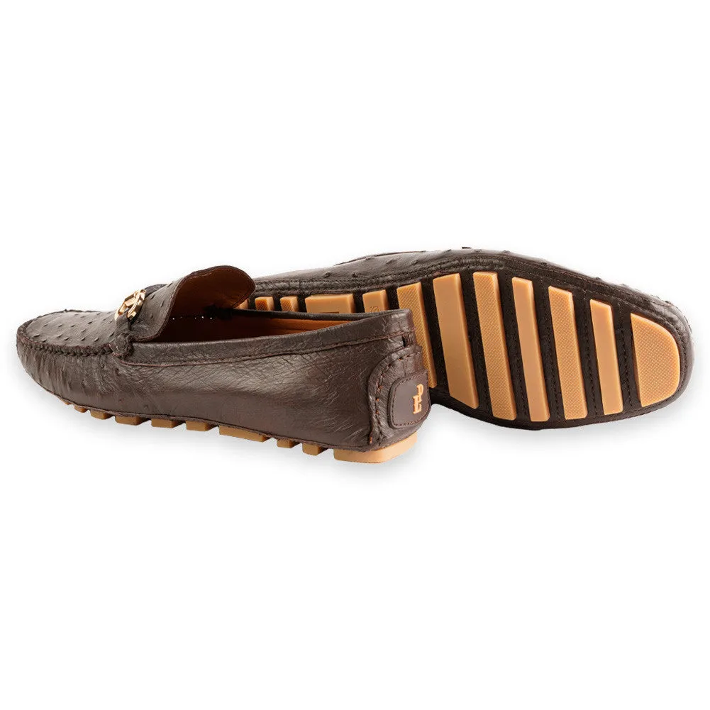 Pelle Line -Palm beach Full Ostrich Driving shoes- Brown