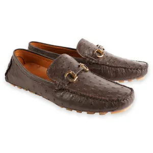 Pelle Line -Palm beach Full Ostrich Driving shoes- Brown