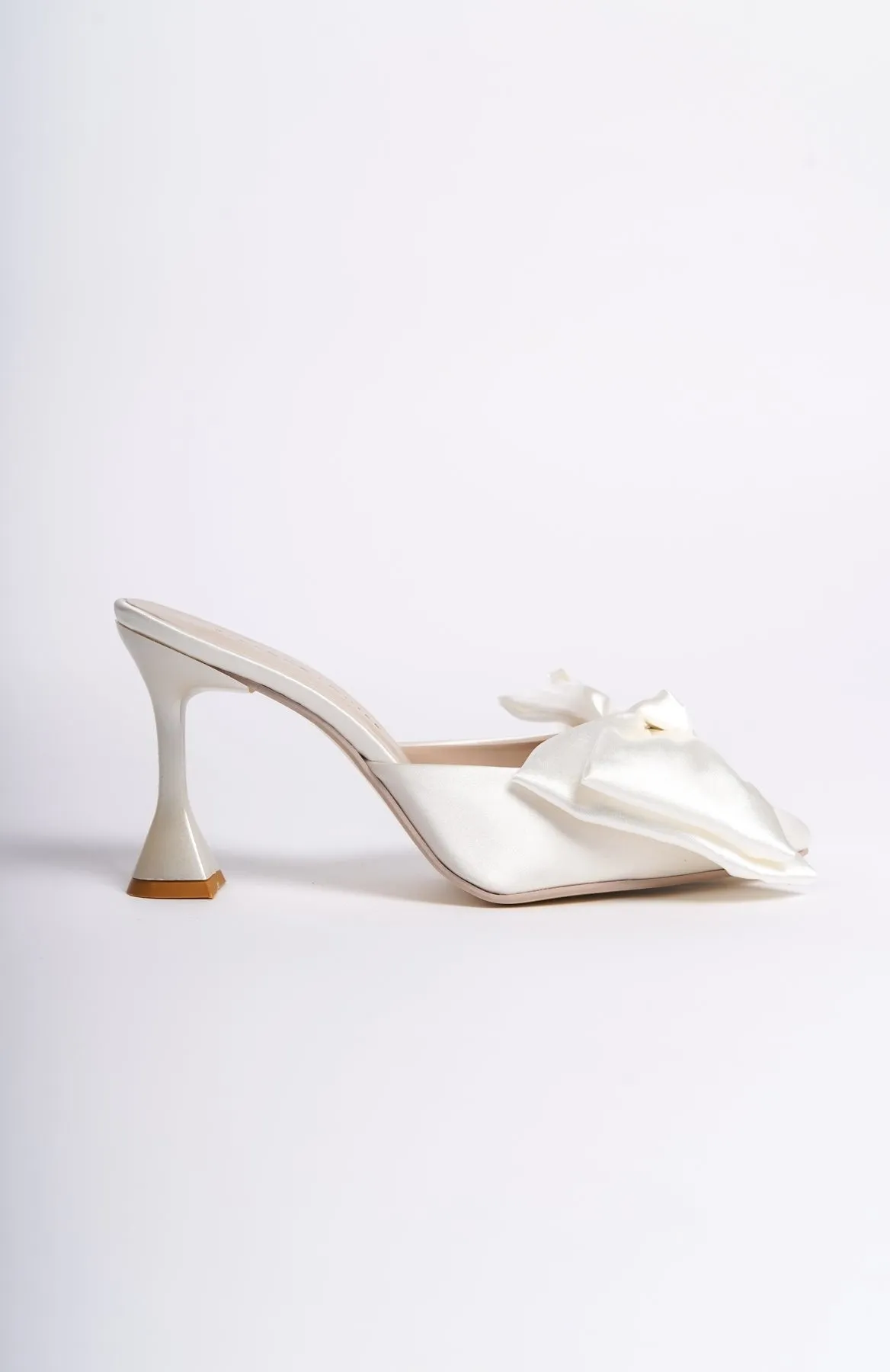 Penelope | Ivory Satin Bow Tie Mule