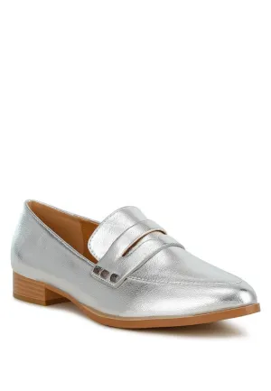 Penny Strap Metallic Loafers