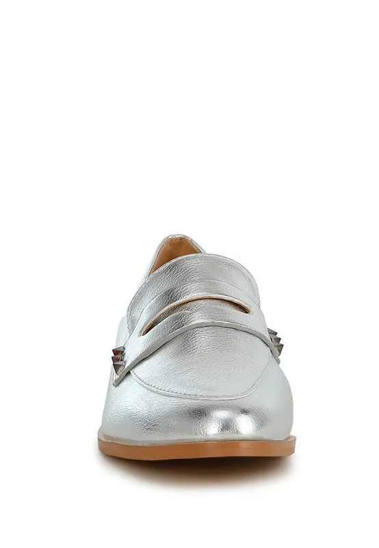 Penny Strap Metallic Loafers